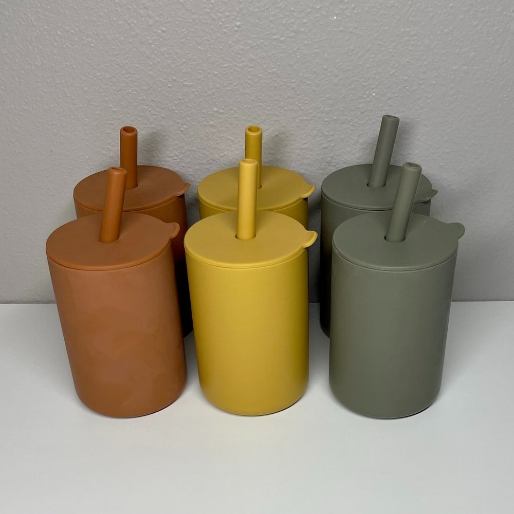Silicone Training Cups with Straws-NEW 6-pack